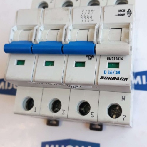 SCHRACK D 16 3N 4 POL Circuit Breaker BM019816 BMS0 D 16/3N
