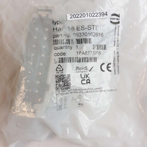 Harting HAN 16 ES STI 09330162616 1 HAN 16 ES-STI 16A 500V 6KV HAN16ES M Harting HAN 16 ES STI 09330162616 1 HAN 16 ES-STI 16A 500V 6KV HAN16ES M