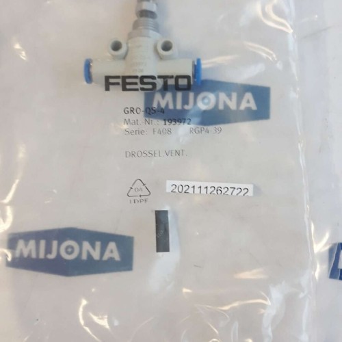 Festo GRO QS 4 Flow Valve 10BAR 193972 SERIE F408 RGP4 39 GRO-QS-4 Festo GRO QS 4 Flow Valve 10BAR 193972 SERIE F408 RGP4 39 GRO-QS-4