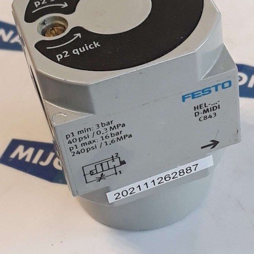 FESTO HEL D MIDI on offVALVE p1 min 3bar 40psi 0,3MPa p1 max 16bar 240psi 1,6MPa