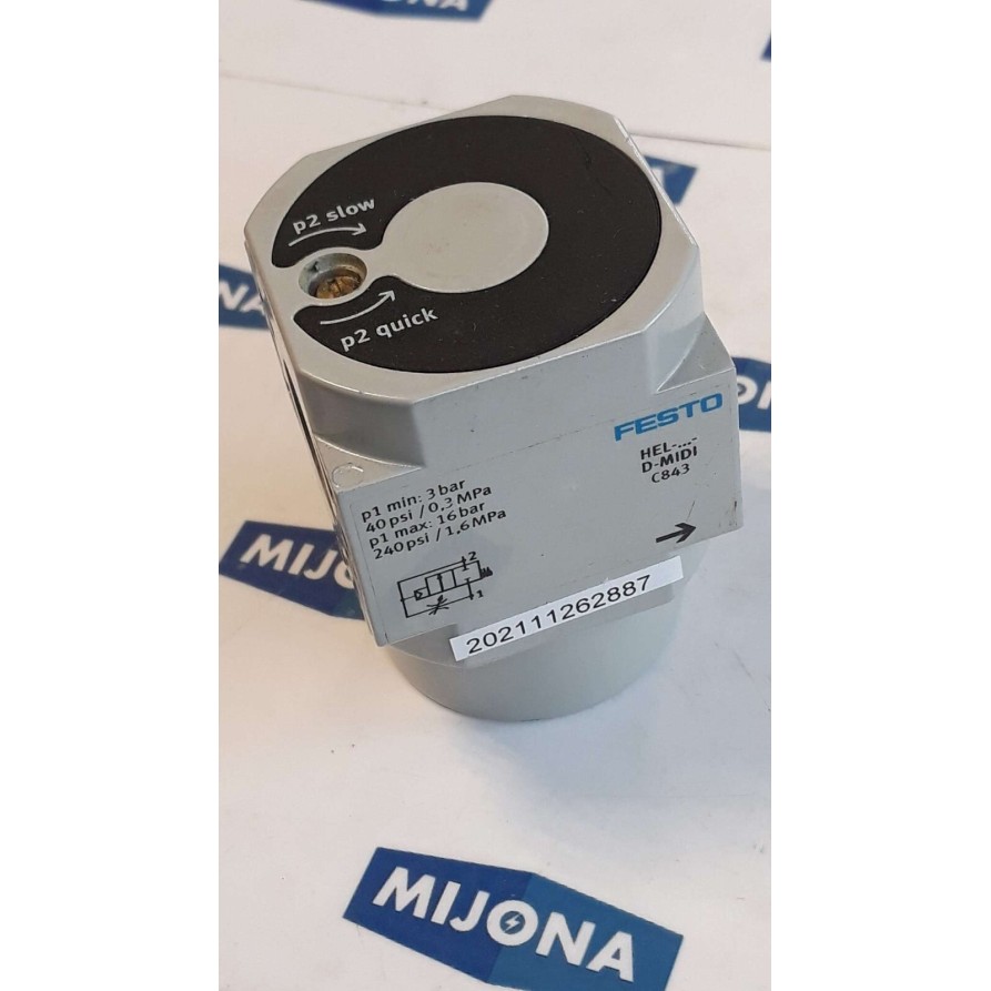 FESTO HEL D MIDI on offVALVE p1 min 3bar 40psi 0,3MPa p1 max 16bar 240psi 1,6MPa