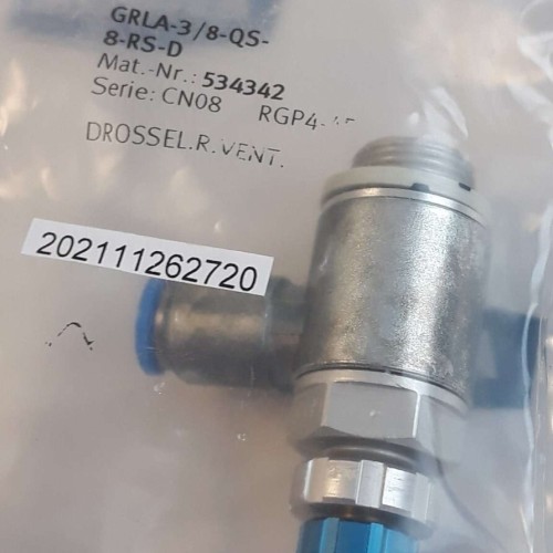 FESTO GRLA 3 8 QS 8 RS D Flow Control Valve Gas connector 534342 RGP4 45 FESTO GRLA 3 8 QS 8 RS D Flow Control Valve Gas connector 534342 RGP4 45