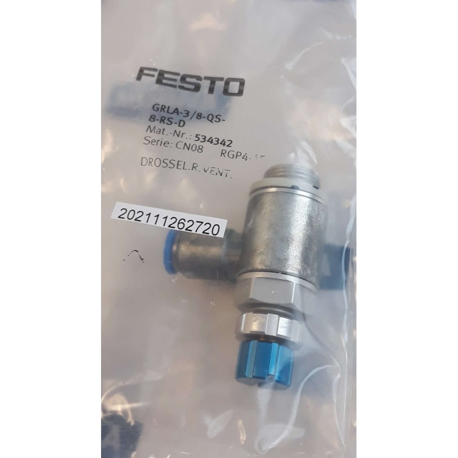 FESTO GRLA 3 8 QS 8 RS D Flow Control Valve Gas connector 534342 RGP4 45