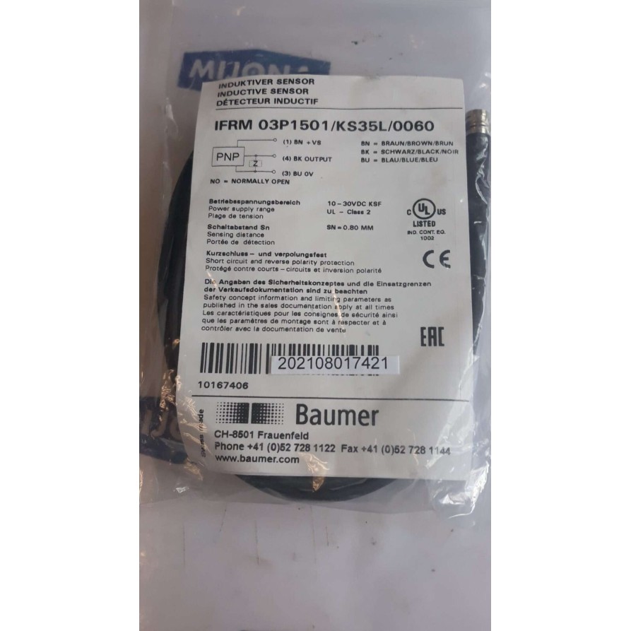 Baumer inductiver sensor IFRM 03P1501 KS35L 0060 0,8mm 10-30VDC CLASS2 BK156761