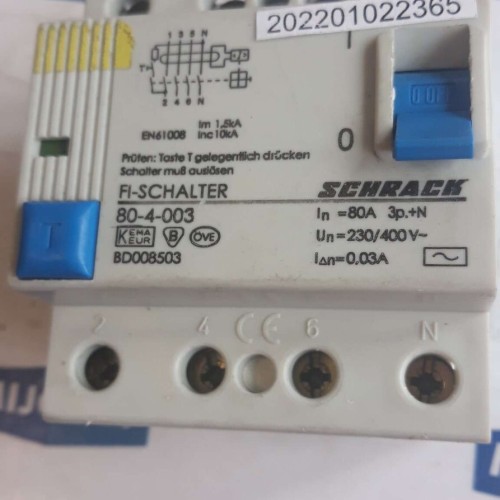SCHRACK FI SCHALTER 80 4 003 230 400V 0,03A