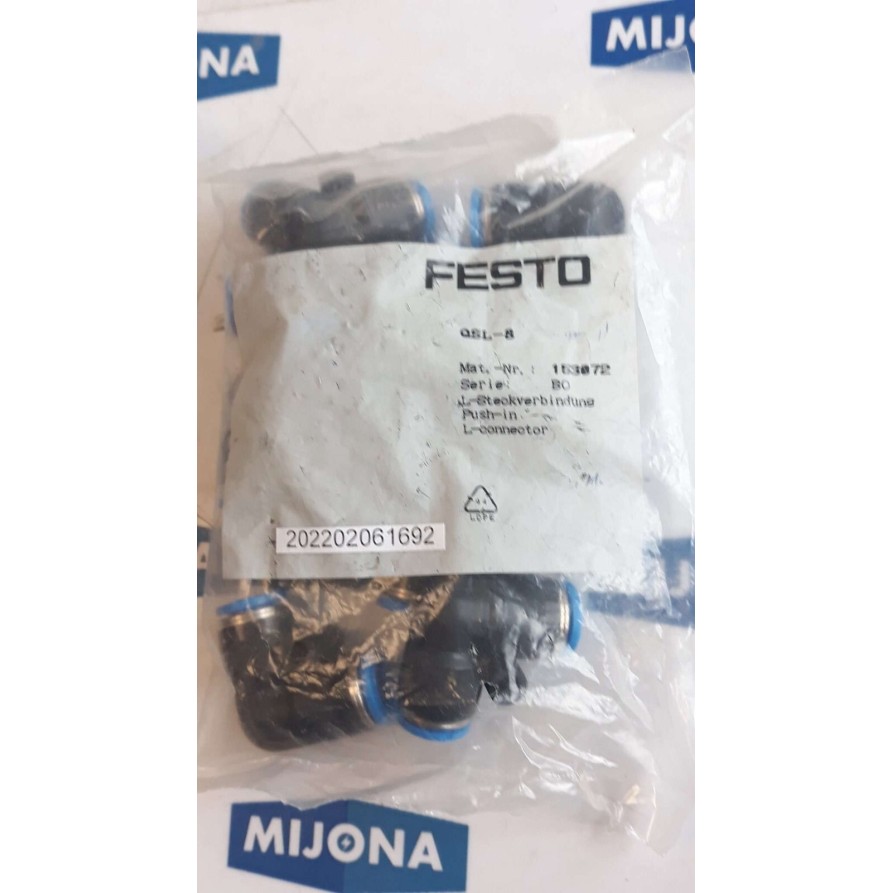 FESTO QSL 8 L STECKVERBINDUNG PUSH IN L CONNECTOR price for 10 psc QSL-8