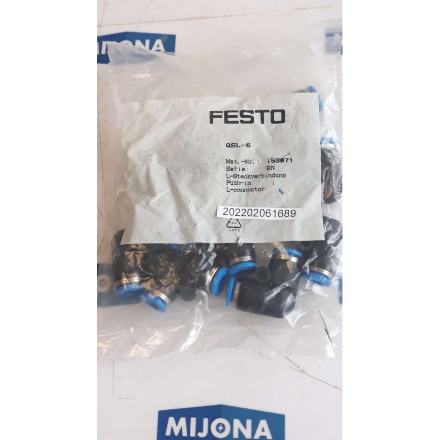 FESTO QSL 6 153071 L STECKVERBINDUG L CONNECTOR price for 10 psc