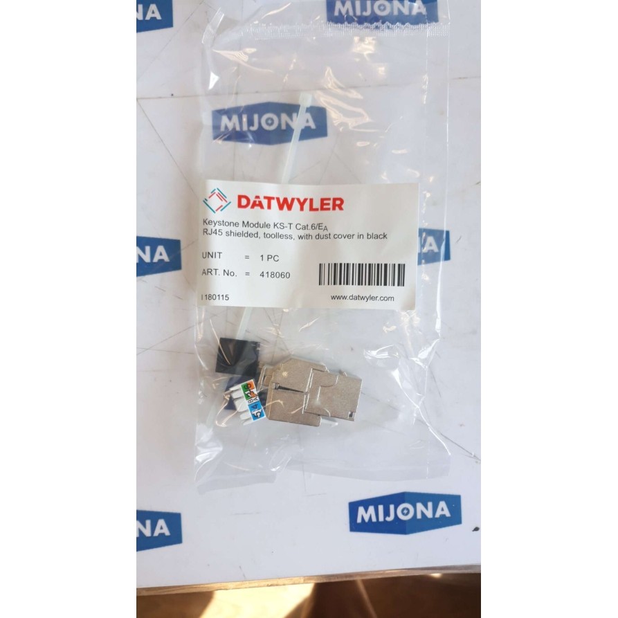 DATWYLER 48060 keystone module KS T CAT 6Ea RJ45 SHIELDED TOOLLESS  WITH COVER