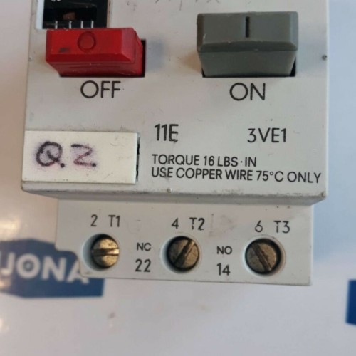 Siemens 3VE1010 2G 1 1,6A 19,2A MANUAL MOTOR STARTER