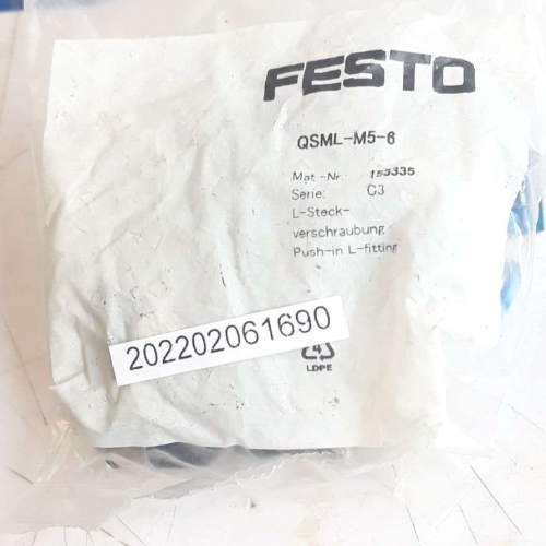 FESTO QSML M5 6 153335 L STECK VERSCHRAUBUNG L PUSH IN L FITTING price for 8 psc FESTO QSML M5 6 153335 L STECK VERSCHRAUBUNG L PUSH IN L FITTING price for 8 psc