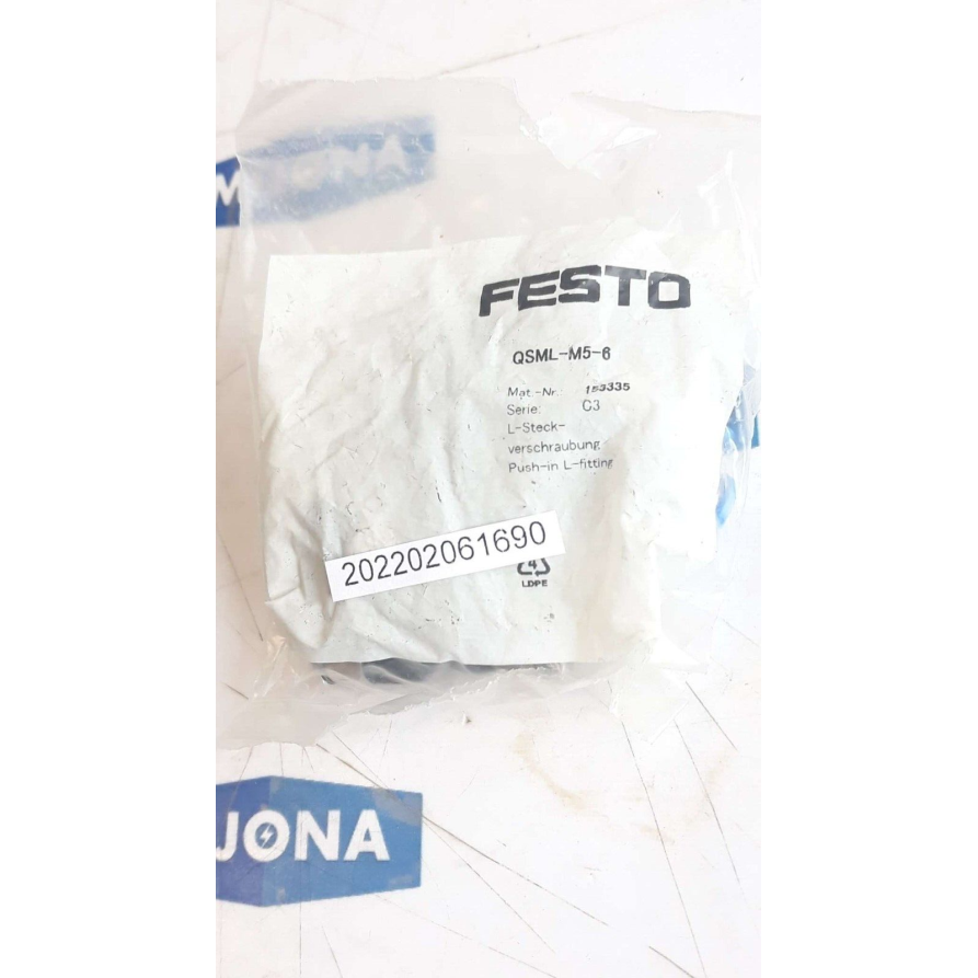 FESTO QSML M5 6 153335 L STECK VERSCHRAUBUNG L PUSH IN L FITTING price for 8 psc