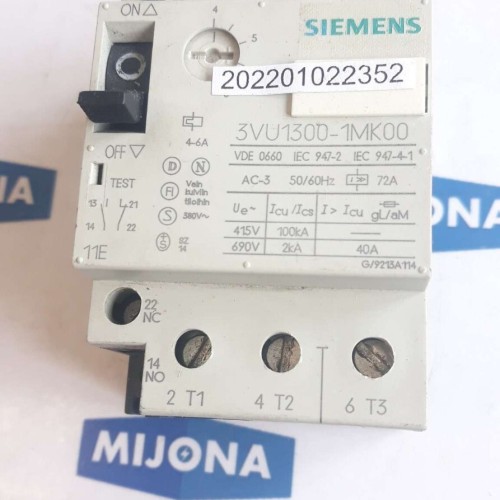 SIEMENS 3VU1300 1MK00 Starter Protector Circuit Breaker AC 3 50 60HZ SIEMENS 3VU1300 1MK00 Starter Protector Circuit Breaker AC 3 50 60HZ