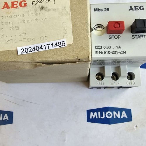 AEG MBS 25 0,63 1A MANUAL MOTOR STARTER MOTORSCHUTZCHALTER MBS25 NEW OLD STOCK AEG MBS 25 0,63 1A MANUAL MOTOR STARTER MOTORSCHUTZCHALTER MBS25 NEW OLD STOCK