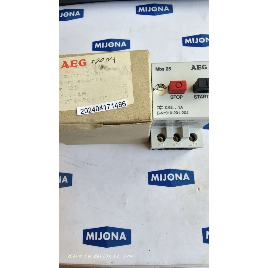 AEG MBS 25 0,63 1A MANUAL MOTOR STARTER MOTORSCHUTZCHALTER MBS25 NEW OLD STOCK
