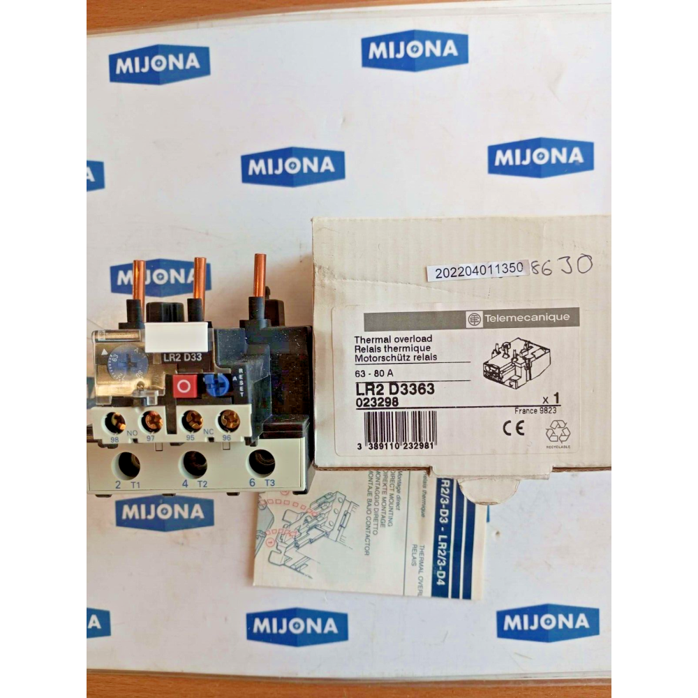 TELEMECANIQUE LR2 D3363 023298 THERMAL OVERLOAD LR2D3363 TELEMECANIQUE LR2 D3363 023298 THERMAL OVERLOAD LR2D3363
