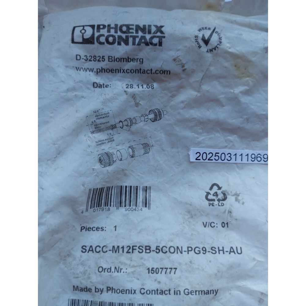 Phoenix Contact SACC M12FSB 5CON PG9 SH AU 1507777 ONNECTOR
