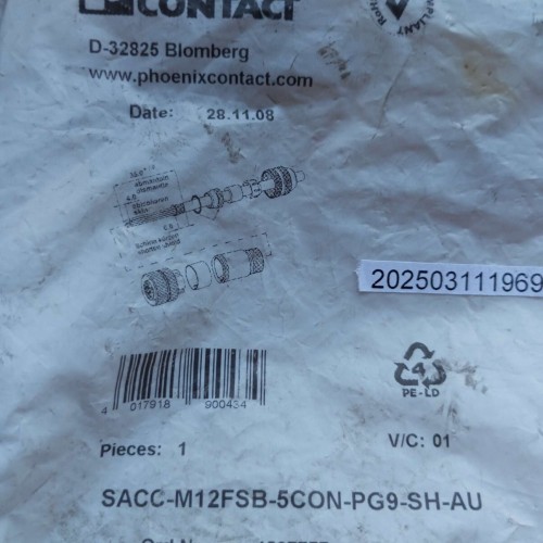 Phoenix Contact SACC M12FSB 5CON PG9 SH AU 1507777 ONNECTOR