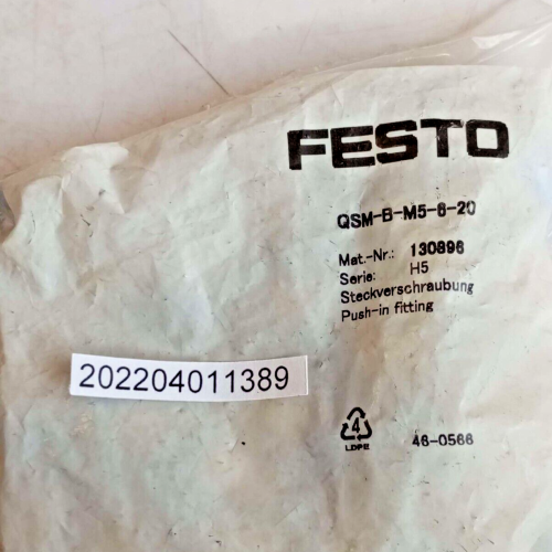 FESTO QSM B M5 6 20 130896 PUSH IN FITTING QSM -B-M5-6-20 price for 10 psc FESTO QSM B M5 6 20 130896 PUSH IN FITTING QSM -B-M5-6-20 price for 10 psc