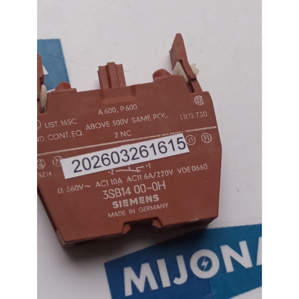 Siemens 3SB14 00-0H Kontaktelement Taster Schaltelement AC1 10A AC11 6A 220V
