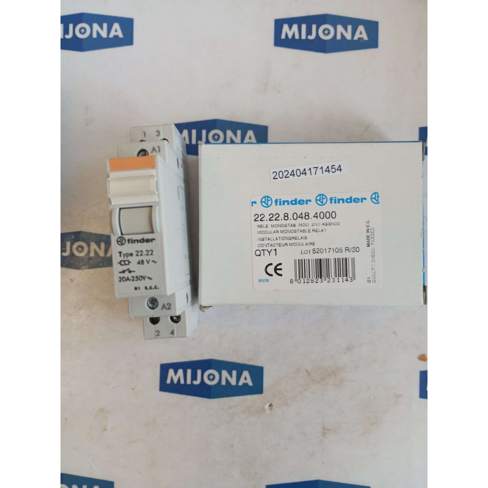 FINDER 22.22.8.048.4000 MODULAR MONOSTABLE RELAY 22 22 8 048 4000 48V 20A 250V FINDER 22.22.8.048.4000 MODULAR MONOSTABLE RELAY 22 22 8 048 4000 48V 20A 250V