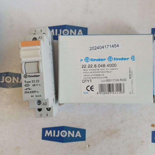 FINDER 22.22.8.048.4000 MODULAR MONOSTABLE RELAY 22 22 8 048 4000 48V 20A 250V