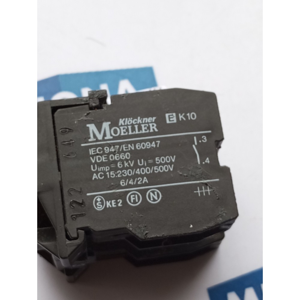 Moeller E K10 10A 600V AC 1A 250V DC Auxiliary Contact K10 Moeller E K10 10A 600V AC 1A 250V DC Auxiliary Contact K10