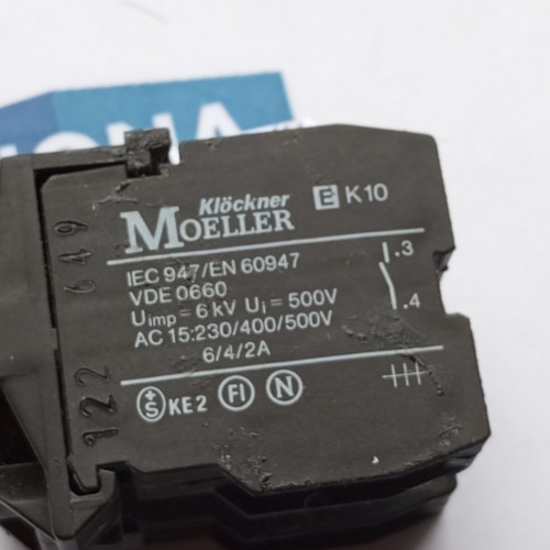 Moeller E K10 10A 600V AC 1A 250V DC Auxiliary Contact K10 Moeller E K10 10A 600V AC 1A 250V DC Auxiliary Contact K10