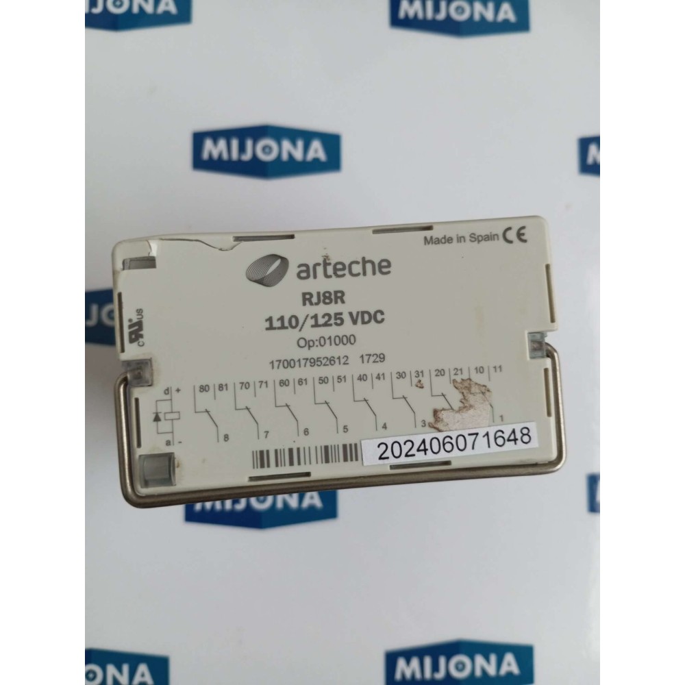 ARTECHE RJ8R 110 125 VDC RELAY NEW OLD STOCK ARTECHE RJ8R 110 125 VDC RELAY NEW OLD STOCK