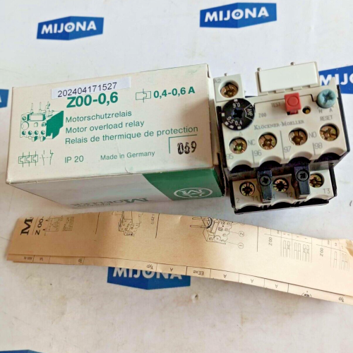 Moeller Motorschutzrelais Z00-0.6 MOTOR OVERLOAD RELAY 0.4- 0.6A NEW OLD STOCK