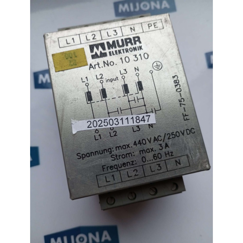 MURR ELEKTRONIK 10 310 440V AC 250V DC MAX 3A 0..60HZ 10310 MURR ELEKTRONIK 10 310 440V AC 250V DC MAX 3A 0..60HZ 10310