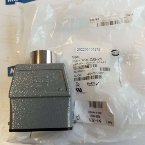 HARTING HAN 10A GG 21 09200100441 COVER NEW OLD STOCK HARTING HAN 10A GG 21 09200100441 COVER NEW OLD STOCK