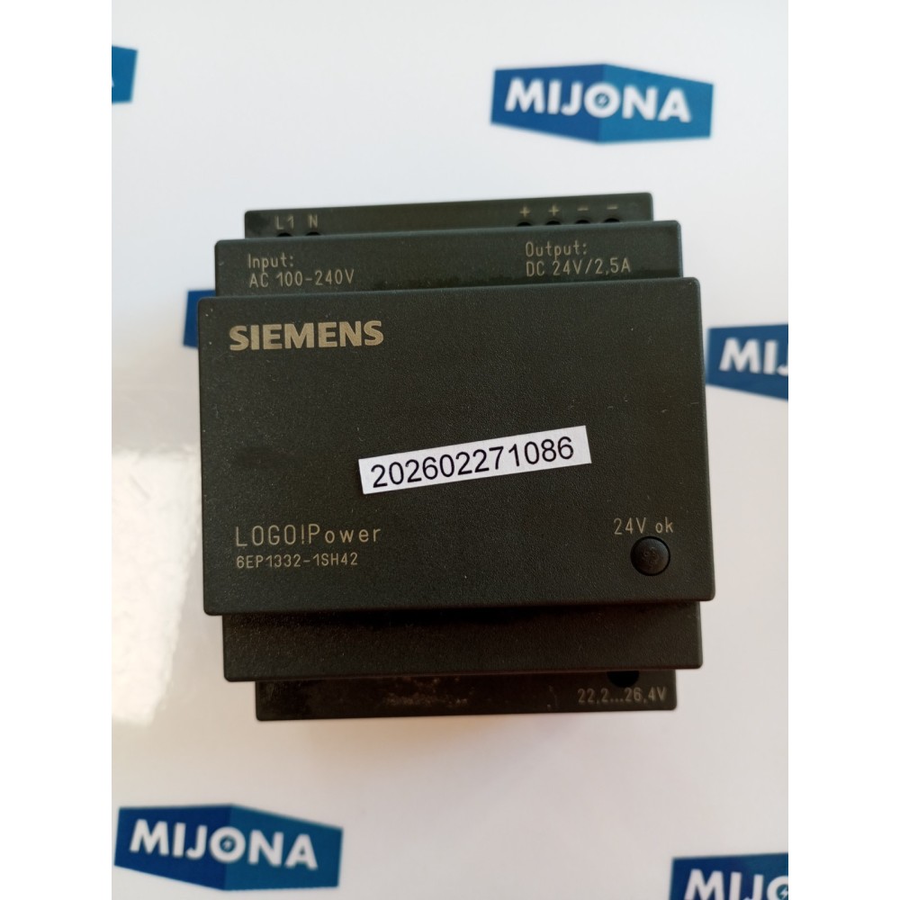 SIEMENS 6EP1332 1SH42 LOGO POWER 6EP1332-1SH42 24V IN:AC 100-240V DC: 24V 2.5A