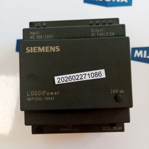 SIEMENS 6EP1332 1SH42 LOGO POWER 6EP1332-1SH42 24V IN:AC 100-240V DC: 24V 2.5A