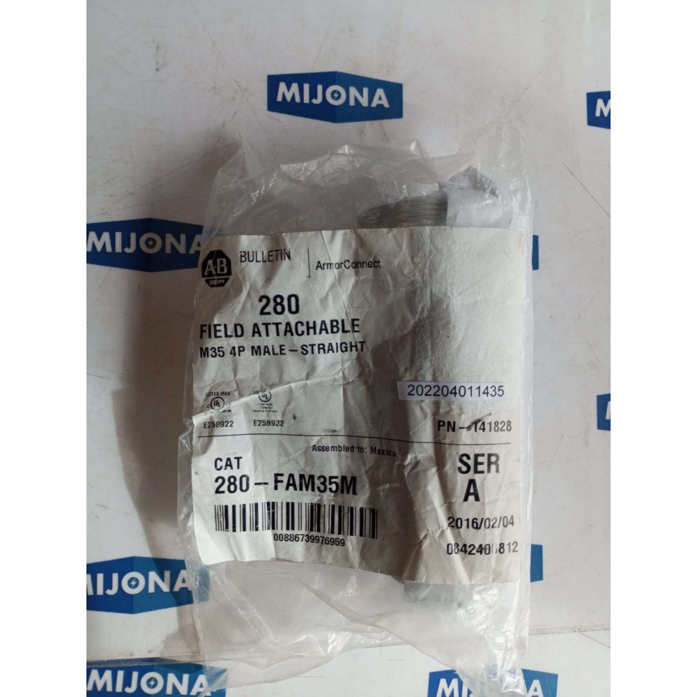 Allen Bradley FIELD ATTACHABLE M35 4P FEMALE STRAIGHT 280 FAM35M SER A