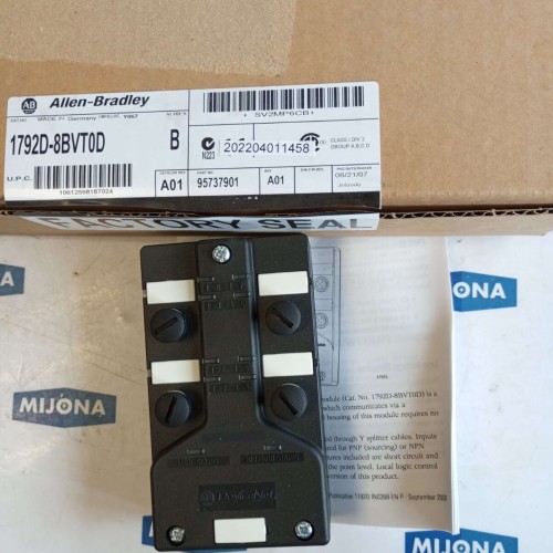 ALLEN BRADLEY 1792D 8BVT0D SER B ARMORBLOCK MAXMUM 8 INPUT MODULE  1792D-8BVT0D