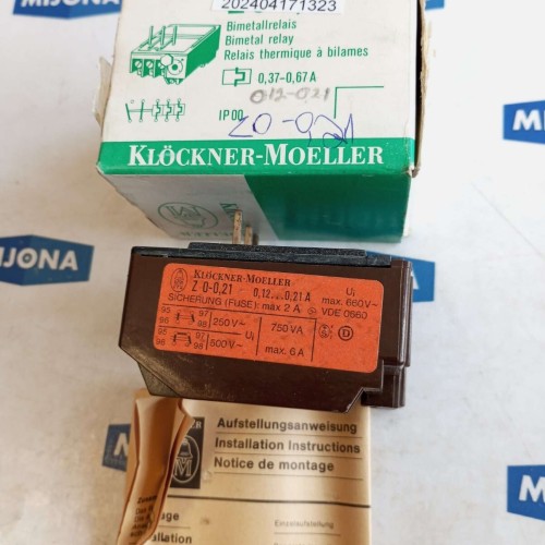 Klöckner Moeller Z 0 -0.21 BIMETAL RELAY Z0 0.21  BIMETALLRELAIS 0.12 0.21A