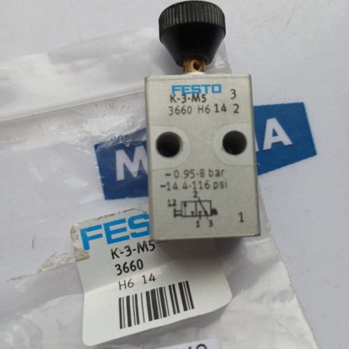 FESTO K-3-M5 3660 BUTTON VALVE NEW OLD STOCK FESTO K-3-M5 3660 BUTTON VALVE NEW OLD STOCK