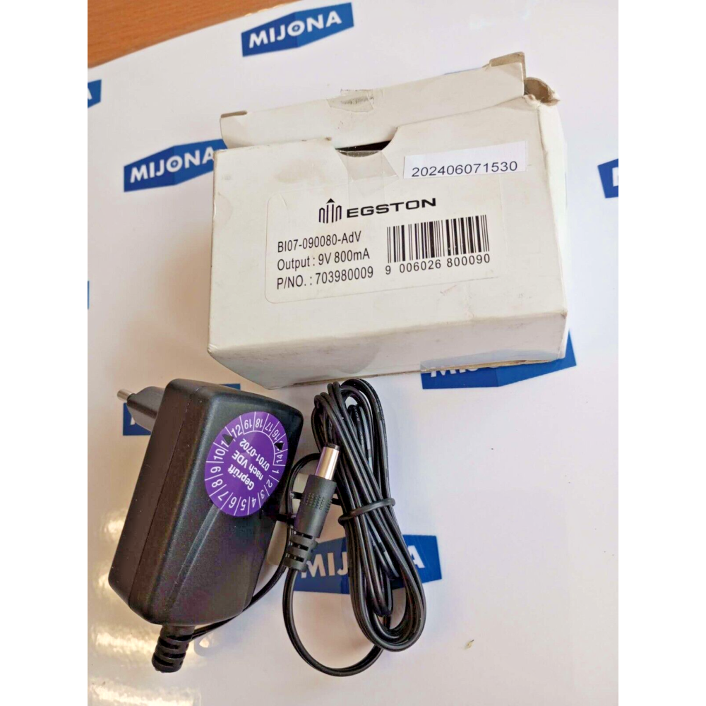 EGSTON BI07 090080 AdV IN:AC 100 240V 50 60HZ OUT: DC 9V 800mA NEW OLD STOCK