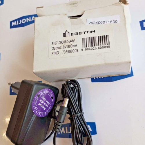 EGSTON BI07 090080 AdV IN:AC 100 240V 50 60HZ OUT: DC 9V 800mA NEW OLD STOCK