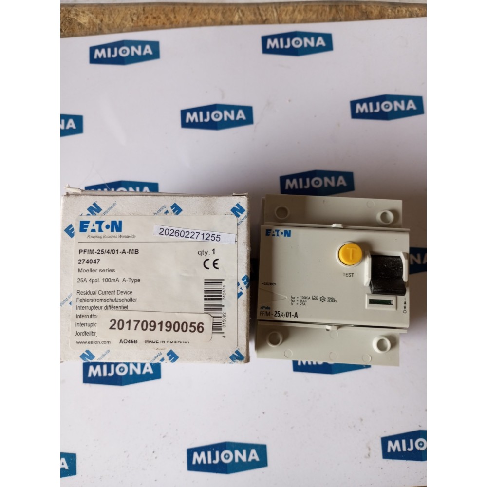 EATON PFIM 25 4 01 A MB 274047 25A circuit breaker  NEW OLD STOCK