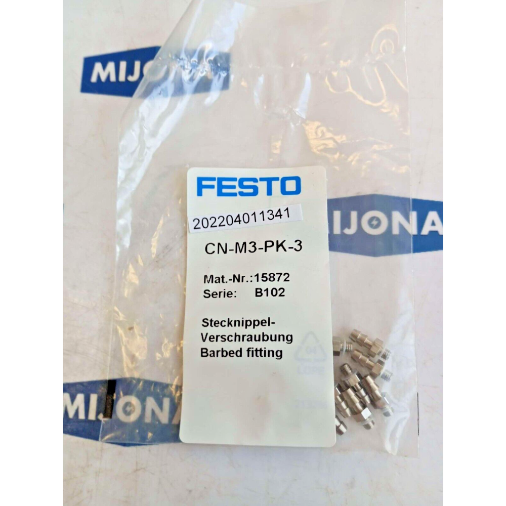 FESTO CN M3 PK 3 15872 price for 10 psc CN-M3-PK-3 STECKNIPPEL VERSCHRAUBUNG