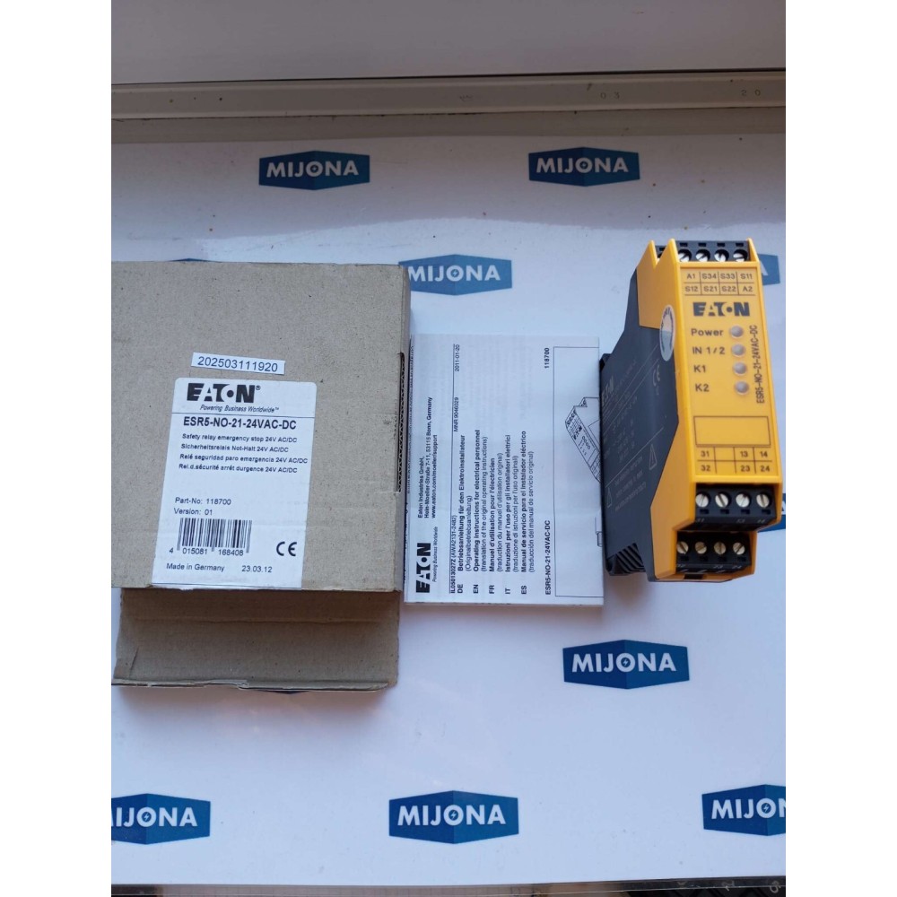 EATON ESR5 NO 21 24VAC DC SAFETY RELAY EMERGENCY STOP 118700 (NEW OLD STOCK)