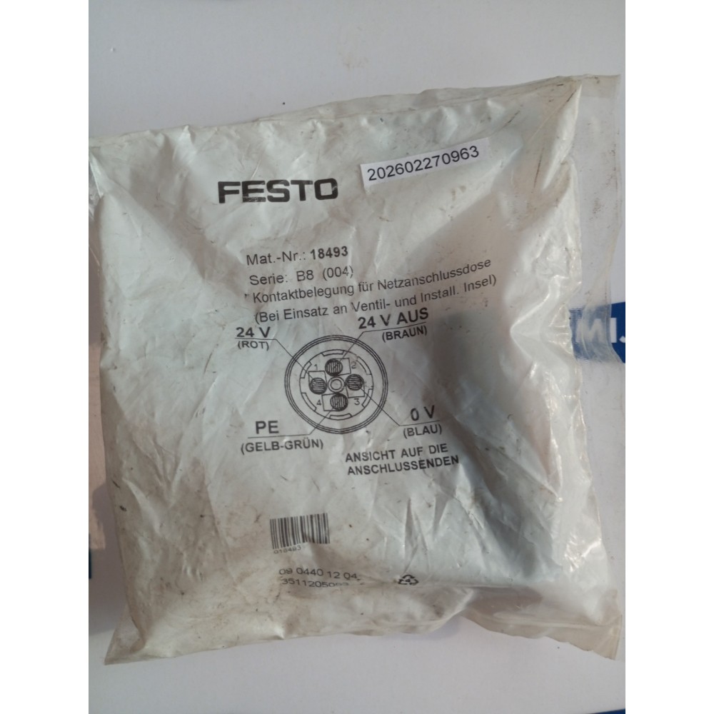 FESTO 18493 B8 PLUG SOCKET FESTO 18493 B8 PLUG SOCKET