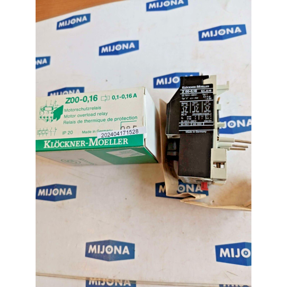 Moeller Motorschutzrelais Z00-0.16 MOTOR OVERLOAD RELAY 0.1- 0.16A NEW OLD STOCK Moeller Motorschutzrelais Z00-0.16 MOTOR OVERLOAD RELAY 0.1- 0.16A NEW OLD STOCK