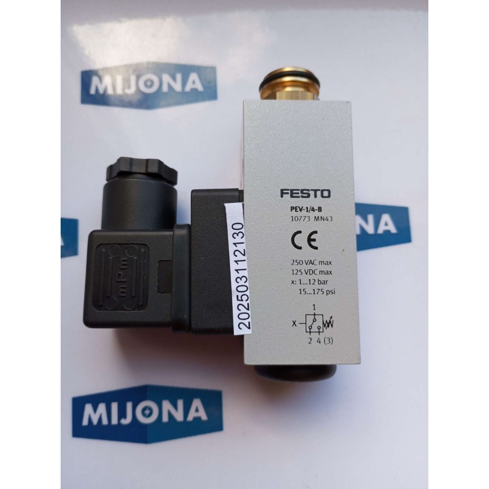 FESTO 10773 PEV 1/4 B 250VAC 125VDC 1-12BAR 15-175PSI NEW OLD STOCK