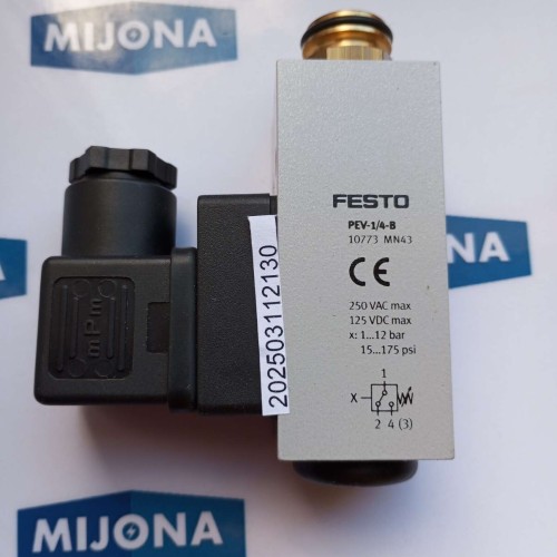 FESTO 10773 PEV 1/4 B 250VAC 125VDC 1-12BAR 15-175PSI NEW OLD STOCK