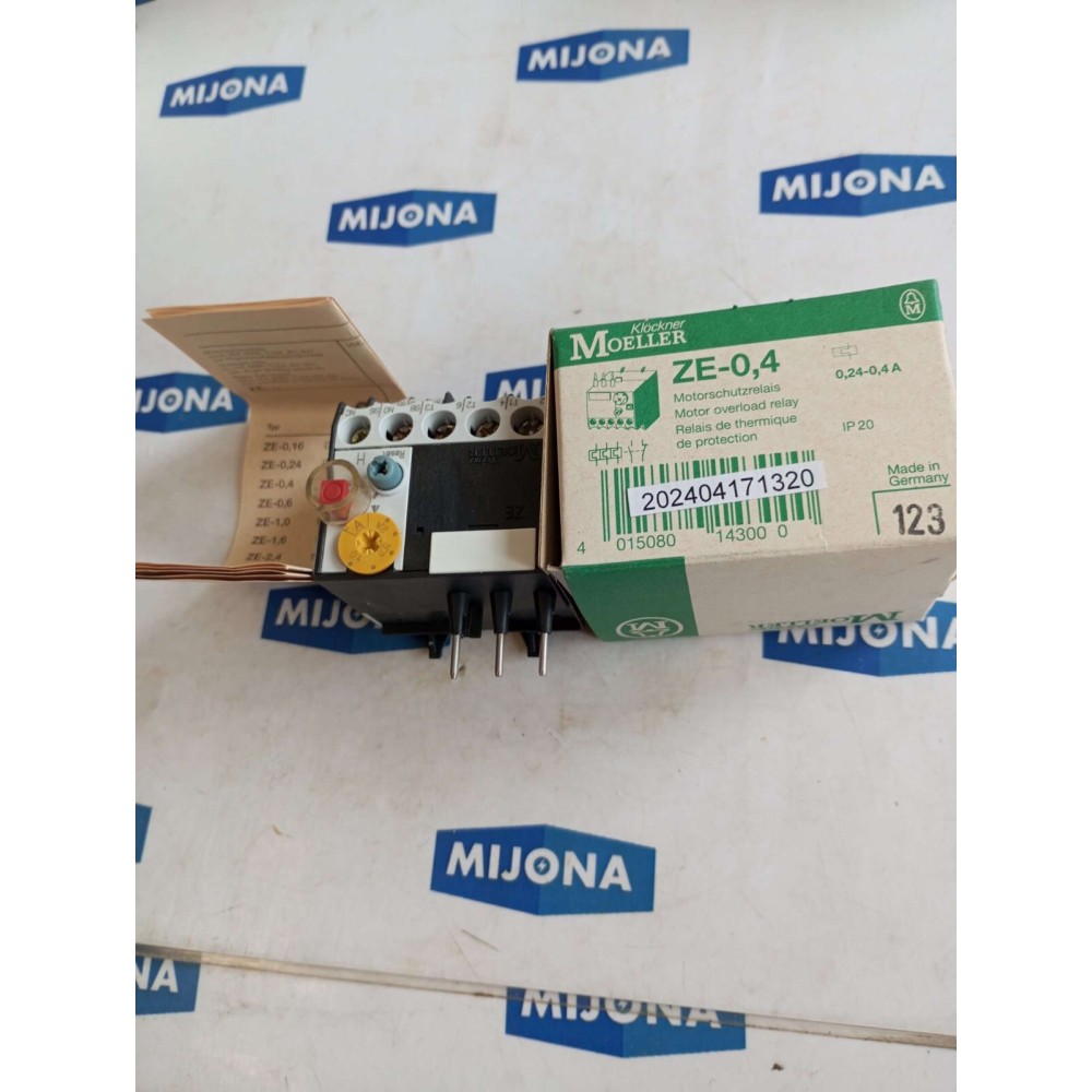 Klöckner Moeller ZE-0.4 Motorschutzrelay OVERLOAD RELAY 0.24-0.4A NEW OLD STOK Klöckner Moeller ZE-0.4 Motorschutzrelay OVERLOAD RELAY 0.24-0.4A NEW OLD STOK