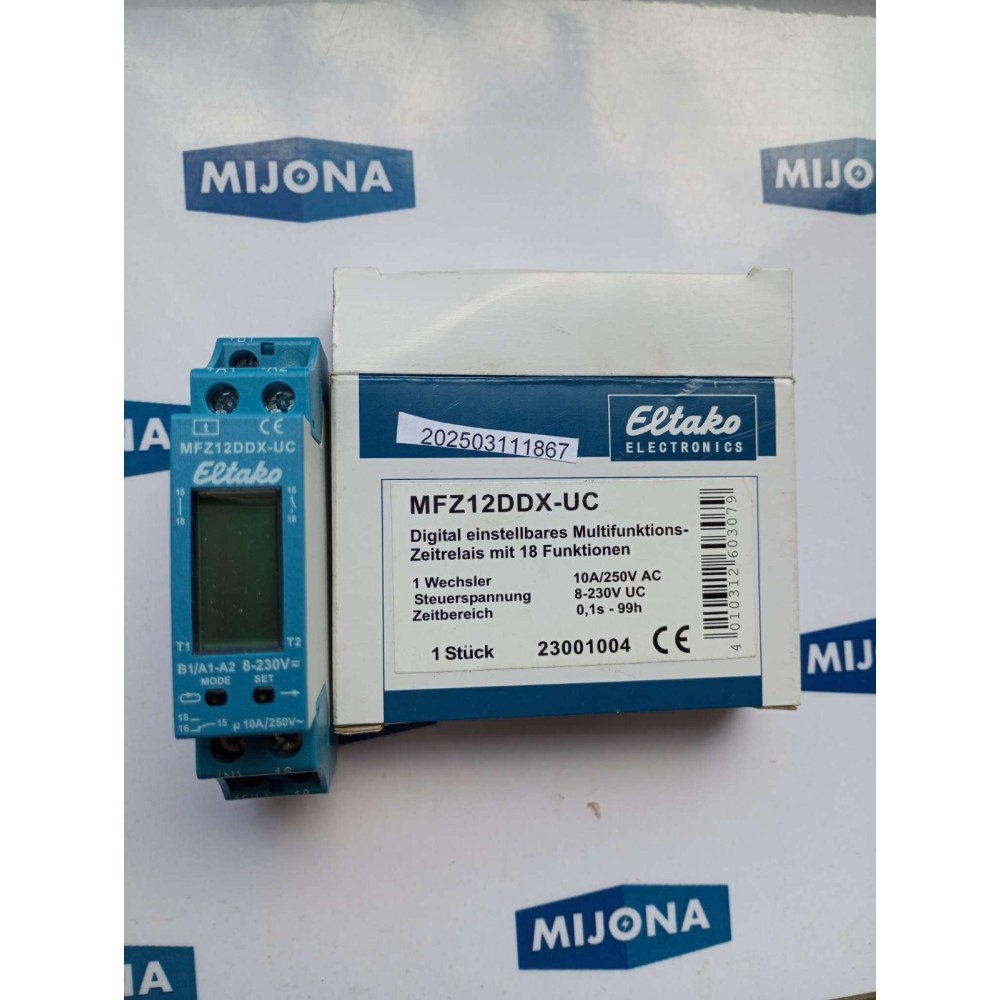 ELTAKO MFZ12DDX UC TIME RELAY 10A 250V AC 8 230V UC 0,1s 99h NEW OLD STOCK ELTAKO MFZ12DDX UC TIME RELAY 10A 250V AC 8 230V UC 0,1s 99h NEW OLD STOCK