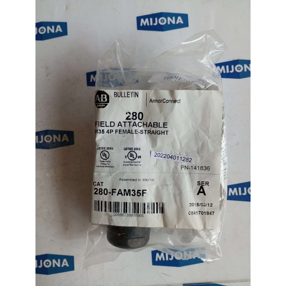 Allen Bradley FIELD ATTACHABLE M35 4P FEMALE STRAIGHT 280 FAM35F SER A