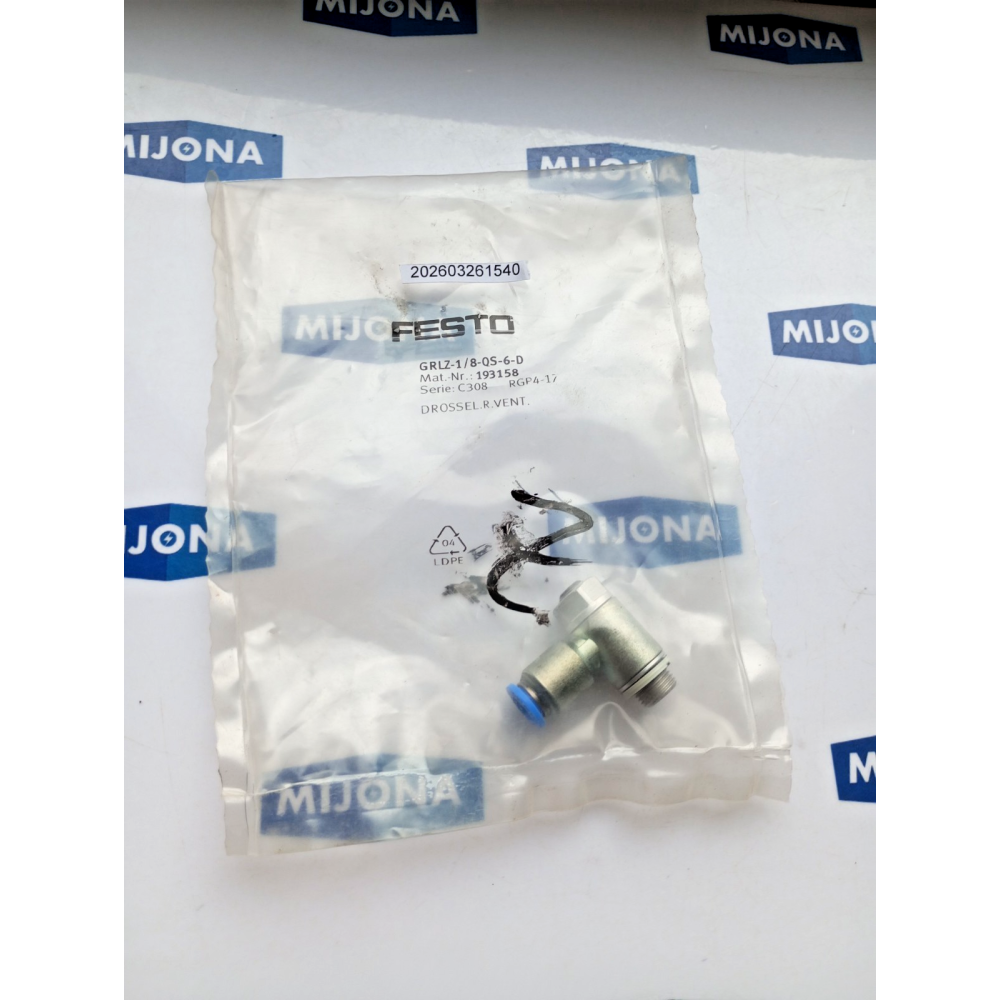 FESTO 193158 GRLZ 1 8 QS 6 D Flow Control Valve